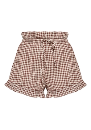 Posse gingham ruffled shorts - Brown