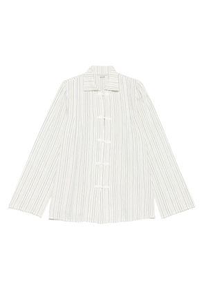 BODE striped frog-closures blouse - White