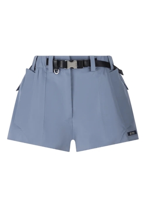 Prada belt-detailed logo-patch shorts - Blue