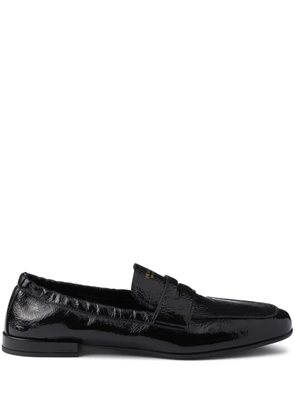 Prada leather logo loafers - Black