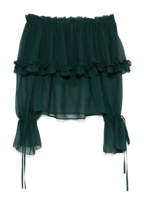 Saint Laurent ruffled silk blouse - Green