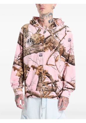 Pleasures tree-print zip-up hoodie - Pink