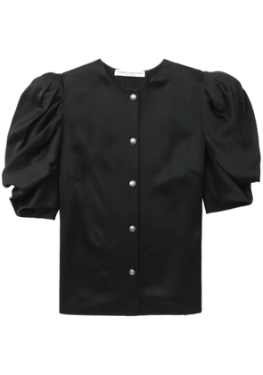 Alessandra Rich puff-sleeve collarless shirt - Black