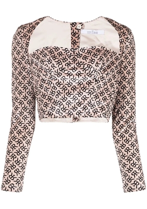 Rokh monogram-print bustier corset top - Neutrals