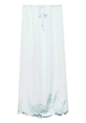 Prada embroidered habutai silk midi skirt - Green