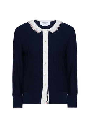 Thom Browne bobble lace-trim cardigan - Blue