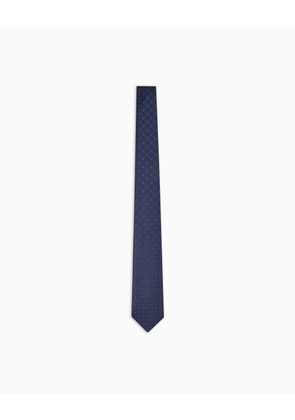 Silk tie with jacquard monogram