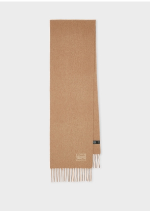 Paul Smith Tan Cashmere Logo Scarf Brown