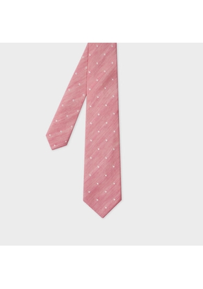 Paul Smith Pink Linen-Silk Blend Oxford Polka Dot Tie