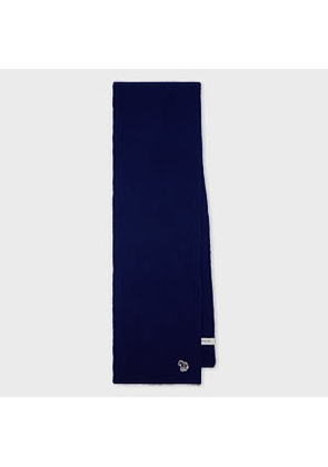 Paul Smith Dark Blue 'Zebra' Lambswool Ribbed Knit Scarf