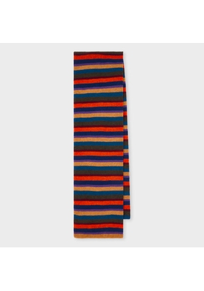 Paul Smith Burgundy 'Seasonal Stripe' Lambswool Scarf Red