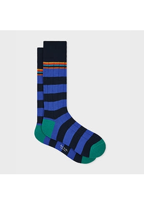 Paul Smith Dark Blue 'Artist Stripe' Colourblock Socks