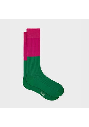 Paul Smith Pink Ribbed Colour Block Socks Green