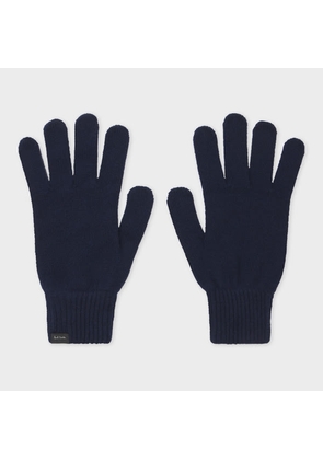 Paul Smith Navy Cashmere-Blend Gloves Blue
