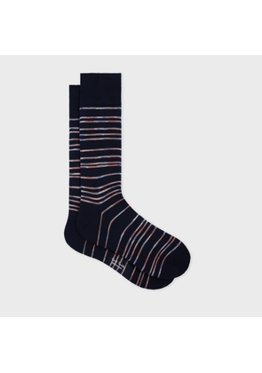 Paul Smith Navy Blue Cotton-Blend 'Pinstripe Signature' Socks