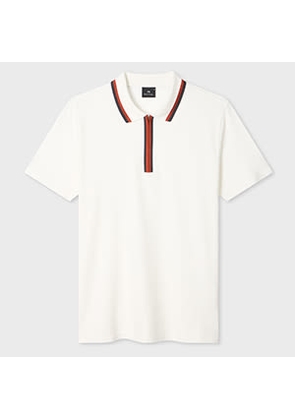 PS Paul Smith White Contrast Tipping Zip Polo Shirt