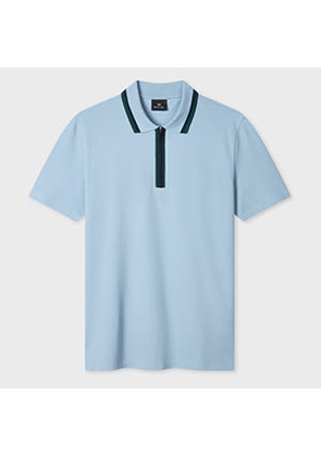 PS Paul Smith Pale Blue Contrast Tipping Zip Polo Shirt