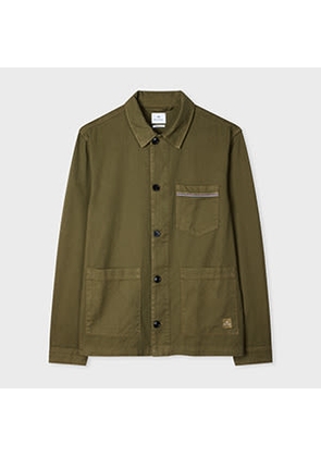 PS Paul Smith Khaki Cotton-Twill 'Stitch Stripe' Work Jacket Green