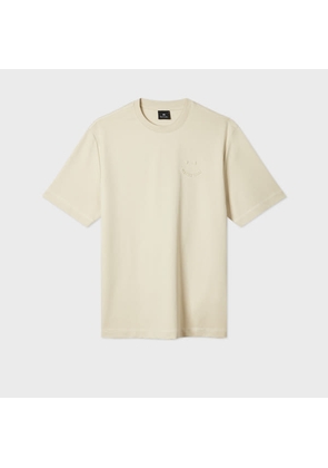 PS Paul Smith Casual-Fit Ecru Embossed 'Happy' T-Shirt White