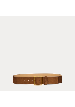 Square-Buckle Wide Suede Belt