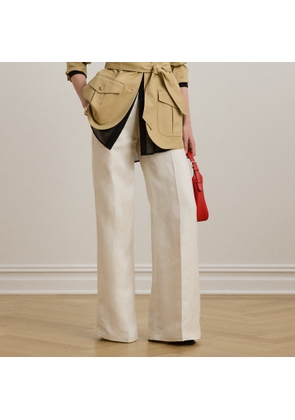 Linen-Blend Twill Wide-Leg Trouser