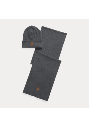 Rib-Knit Cotton Beanie & Scarf Gift Set