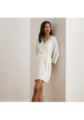 Lace-Trim Satin Robe