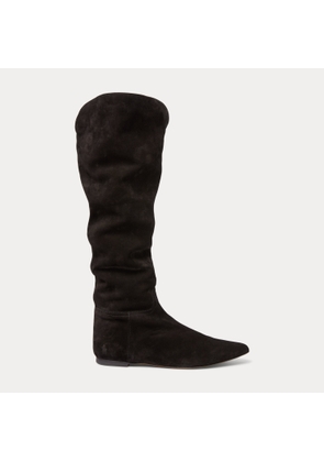 Suede Knee-High Flat Boot