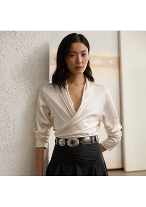 Shea Stretch Silk Charmeuse Wrap Blouse