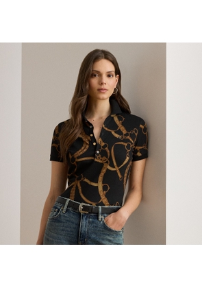 Belting-Print Stretch Piqué Polo Shirt