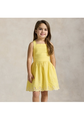 Embroidered Linen-Cotton Dress