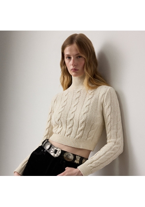 Silk-Blend Cropped Rollneck Sweater