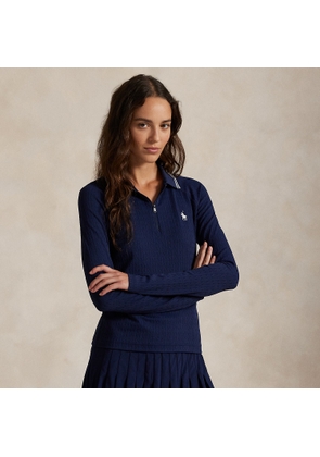 Cable Quarter-Zip Long-Sleeve Polo