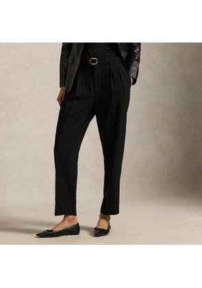 Belted Wool Pleated Tapered Trouser
