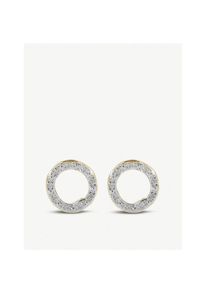 Womens Monica Vinader Riva 18ct Yellow-Gold Vermeil and Pavé Diamonds Circle Stud Earrings