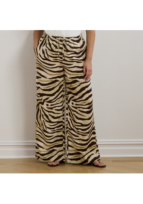 Curve - Zebra-Print Linen Wide-Leg Trouser