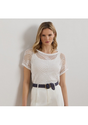 Petite - Geo-Motif Mesh Short-Sleeve Jumper