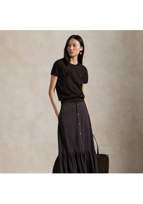 Ruffled-Hem Cotton-Silk Skirt