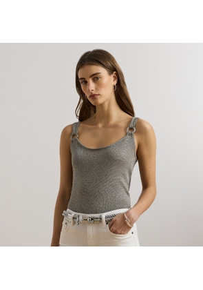 Ring-Trim Metallic Jumper Tank Top