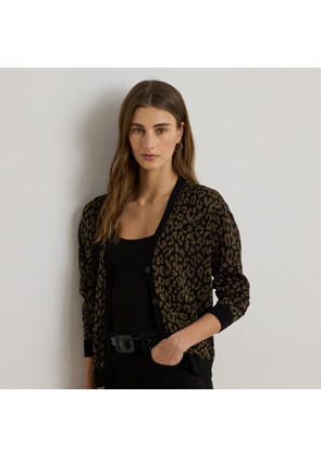 Metallic Ocelot Double-Knit Cardigan