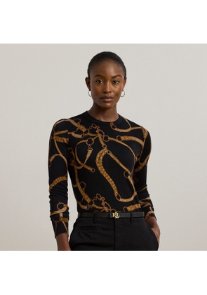 Belting-Print Cotton-Blend Jumper