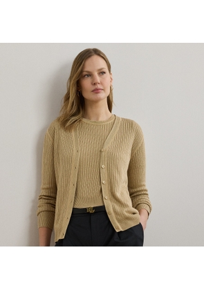 Rib-Knit Linen-Blend V-Neck Cardigan