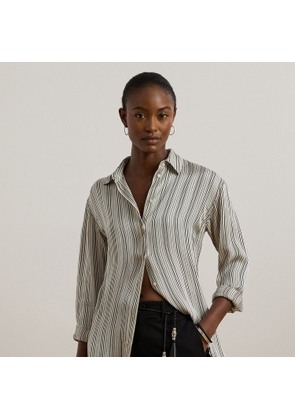 Relaxed Fit Striped Satin Shirt
