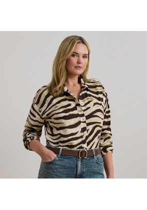 Curve - Relaxed Fit Zebra-Print Linen Shirt