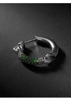 MAOR - The Equinox 18-Karat Blackened White Gold, Diamond and Tsavorite Single Earring - Men - Green