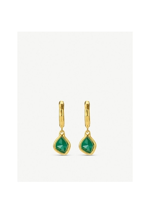 Womens Monica Vinader Siren Mini Nugget 18ct Gold Vermeil and Green Quartz Hoop Earrings