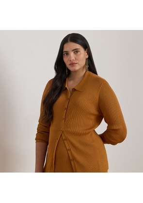 Curve - Rib-Knit Long-Sleeve Polo Cardigan