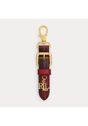 Logo Charm Plaid Nappa Leather Key Fob