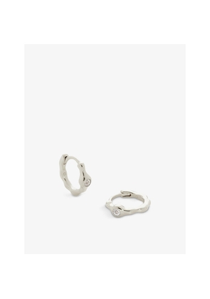 Womens Monica Vinader Siren Recycled Sterling-Silver and 0.01ct Diamond Huggie Earrings