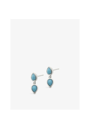 Womens Monica Vinader Double Teardrop Recycled Sterling-Silver and Turquoise Stud Earrings